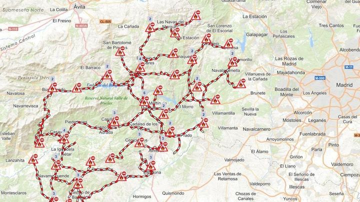 CARRETERAS CORTADAS POR EL INCENDIO / TELEMADRID
