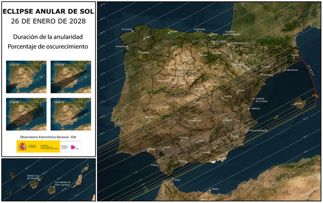 Eclipse anular de Sol 26 de enero de 2028 / IGN